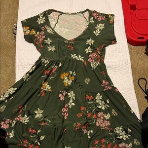 No Boundaries Green Floral Dress